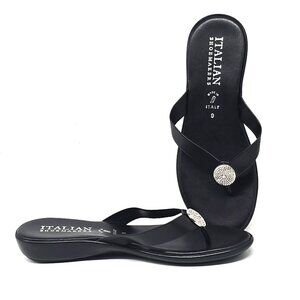 Italian Shoemaker Gea Thong Flip Flop Rhinestone Ornament Shoes Women's Size 9